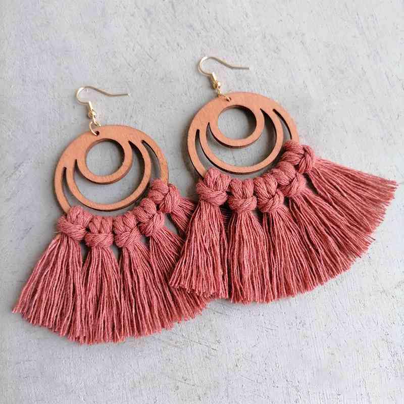 Tassel Detail Geometric Earrings - Flyclothing LLC