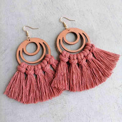 Tassel Detail Geometric Earrings - Flyclothing LLC