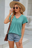 V-Neck Flutter Sleeve T-Shirt - Trendsi - Flyclothing LLC