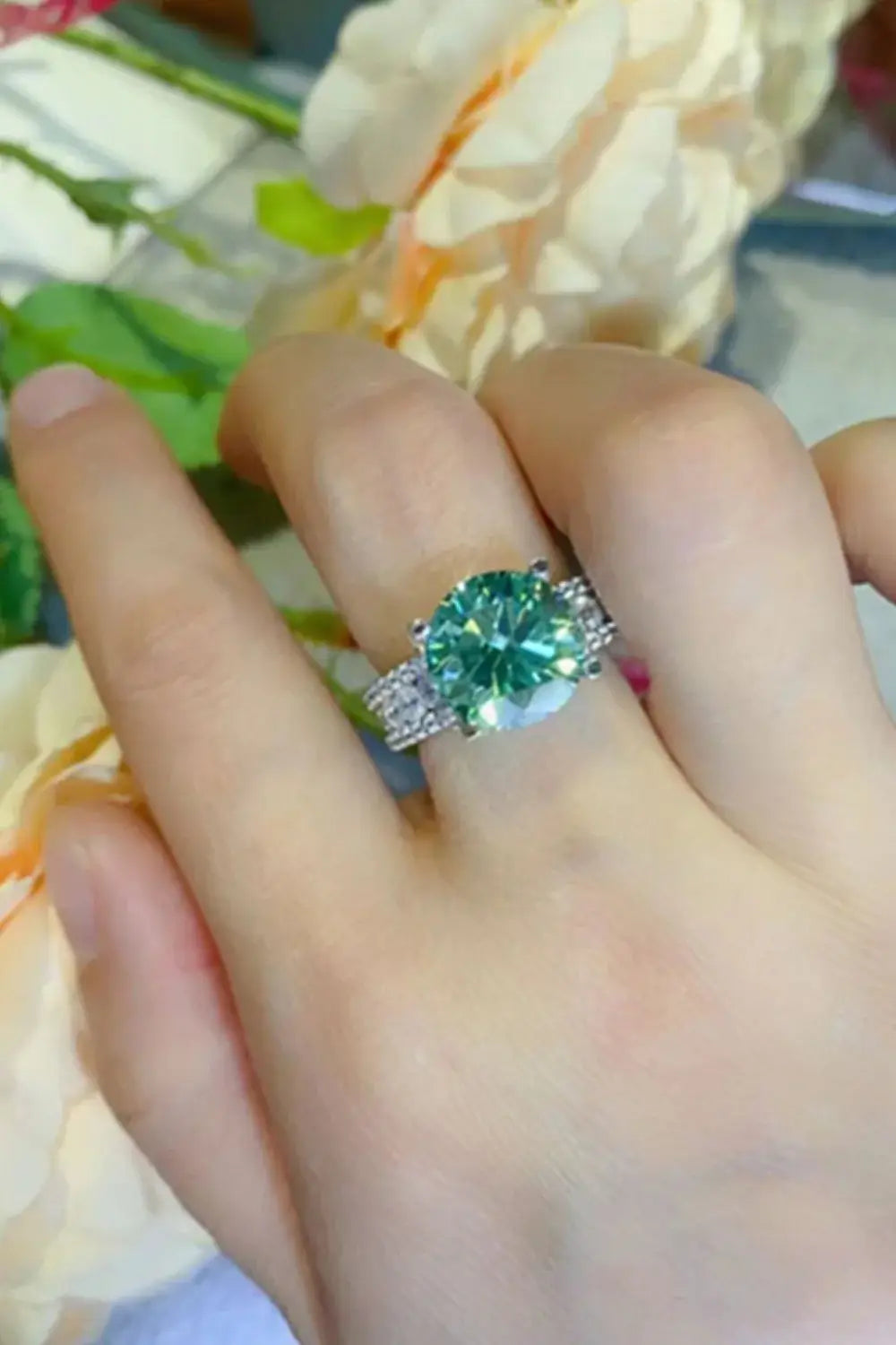 5 Carat Moissanite 4-Prong Wide Band Ring - Trendsi - Flyclothing LLC