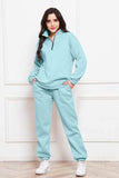 Half Zip Long Sleeve Sweatshirt and Pants Set - Trendsi - Flyclothing LLC