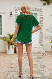 Spliced Lace Flutter Sleeve Top - Trendsi - Flyclothing LLC