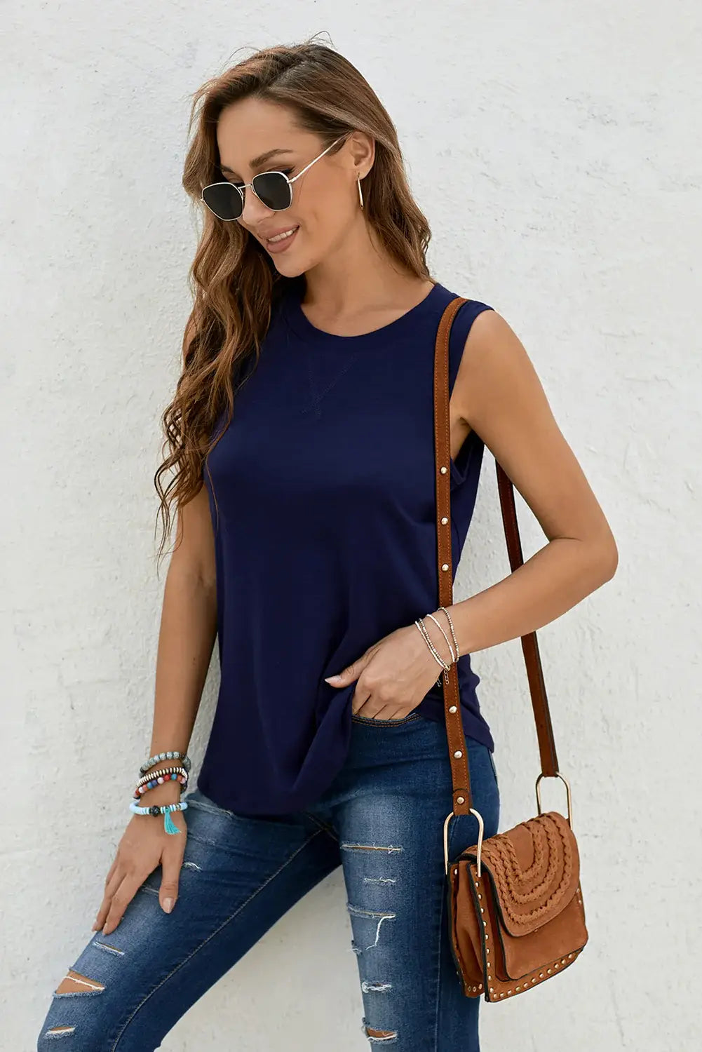 Round Neck Tank - Trendsi - Flyclothing LLC