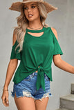 Tied Cutout Cold-Shoulder Top - Flyclothing LLC