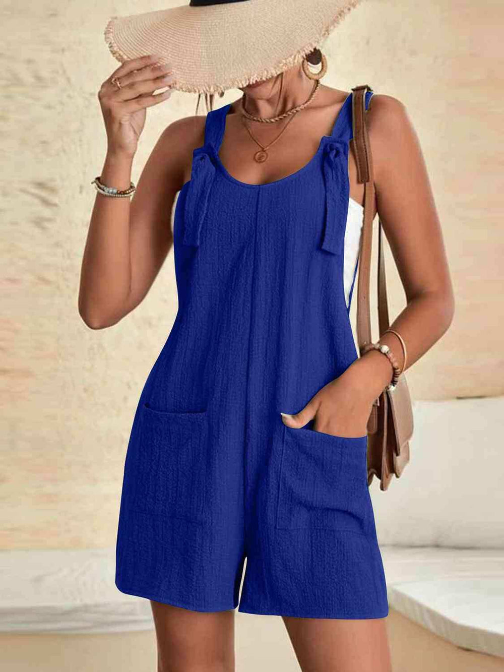 Full Size Scoop Neck Romper with Pockets - Trendsi - Flyclothing LLC
