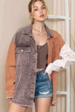 Color Block Collared Neck Jacket - Trendsi - Flyclothing LLC