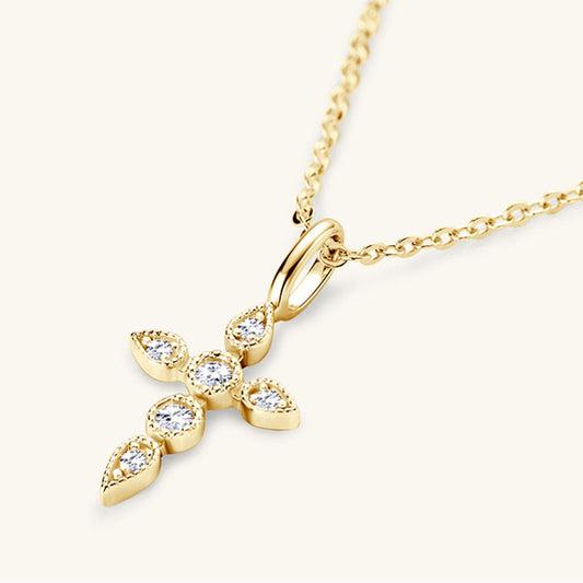 925 Sterling Silver Moissanite Cross Pendant Necklace - Trendsi