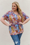 Be Stage Full Size Printed Dolman Flowy Top - Trendsi - Flyclothing LLC