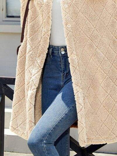 Texture Button Up Dropped Shoulder Coat - Trendsi - Flyclothing LLC