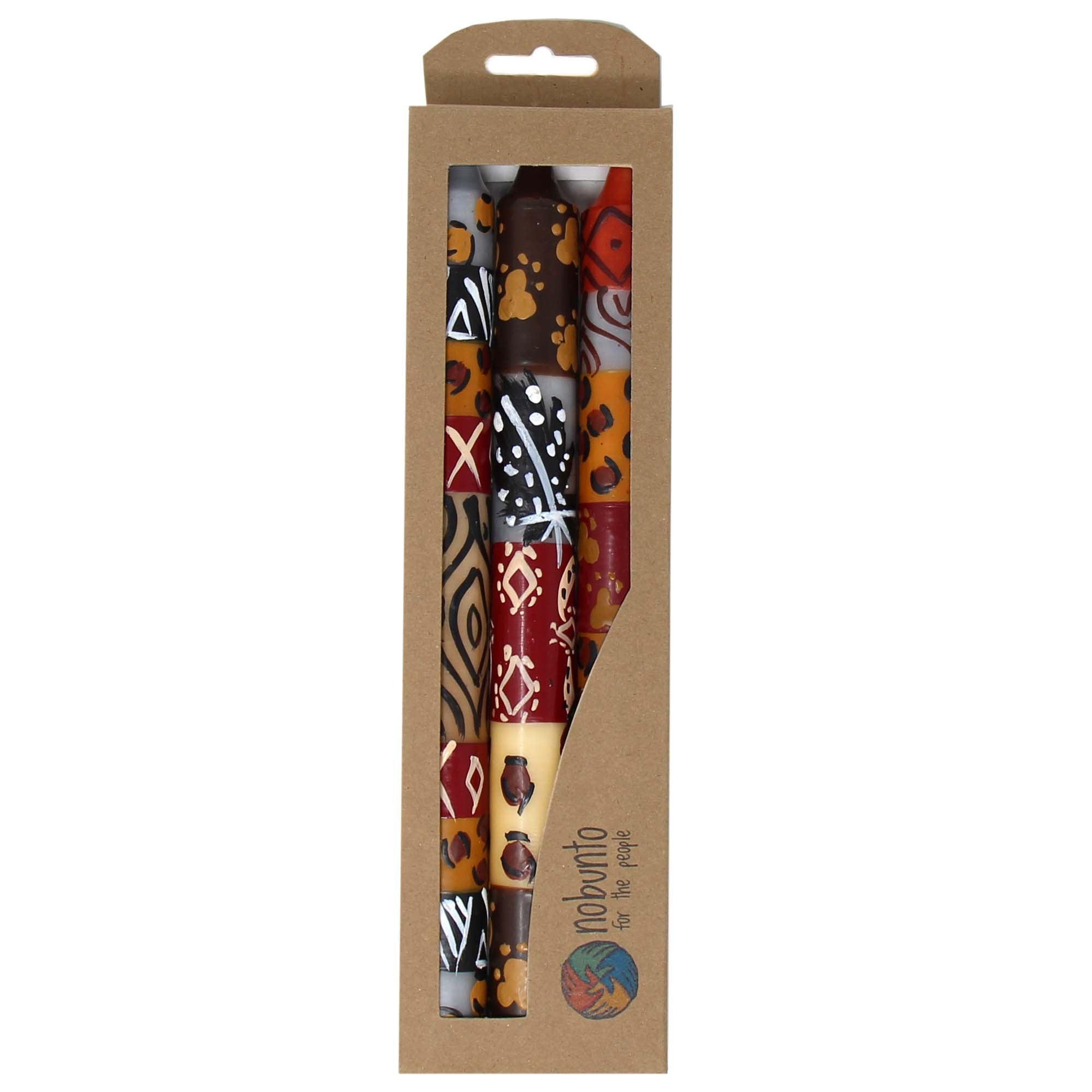 Set of Three Boxed Tall Hand-Painted Candles - Uzima Design - Nobunto - Flyclothing LLC
