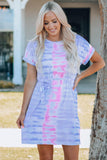 Women Tie-Dye Belted T-Shirt Dress - Flyclothing LLC