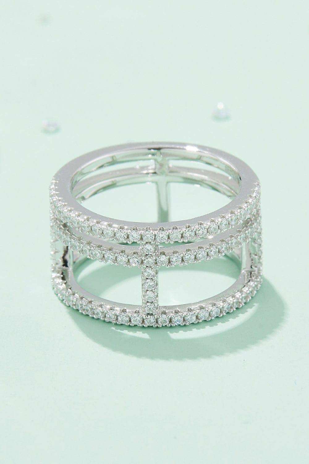 Moissanite Cutout Wide Ring - Trendsi - Flyclothing LLC