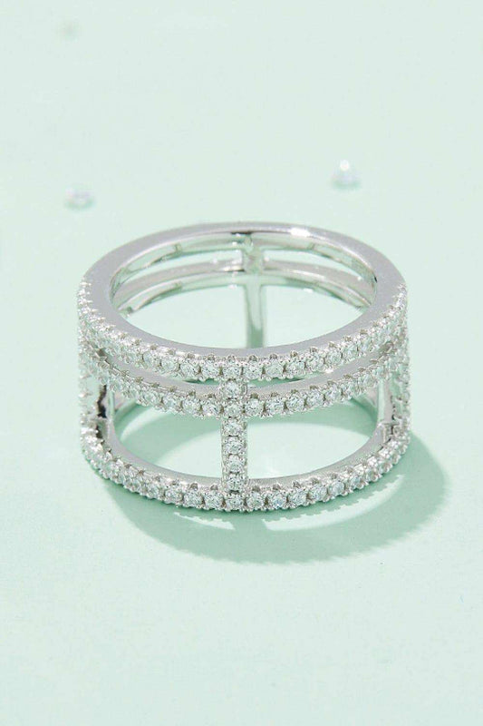 Moissanite Cutout Wide Ring - Trendsi - Flyclothing LLC