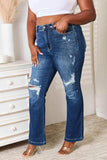 Judy Blue Full Size Mid Rise Hand Sand & Destroy Bootcut Jeans - Trendsi - Flyclothing LLC