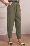Elastic Waist Pocket Tapered Pants - Trendsi