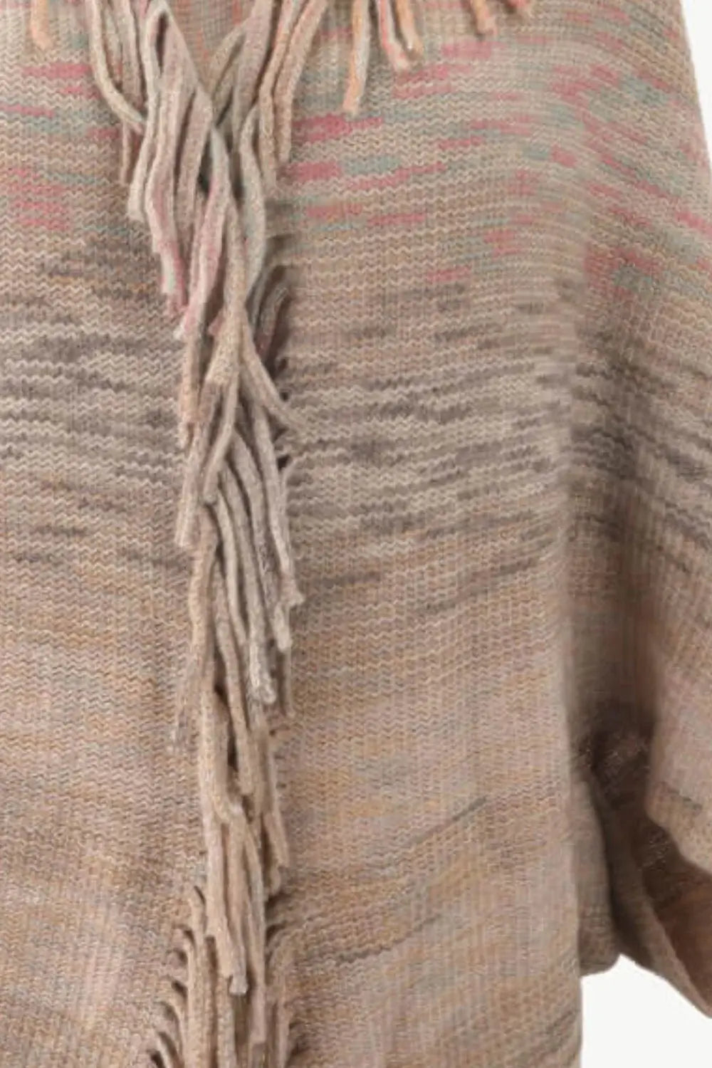Multicolored Fringe Trim Poncho - Trendsi - Flyclothing LLC