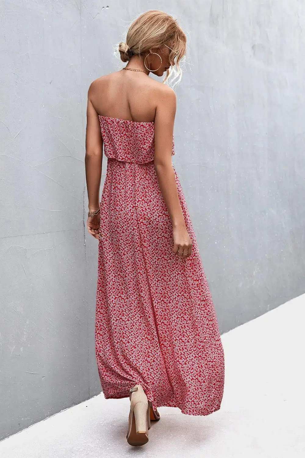 Strapless Split Maxi Dress - Trendsi - Flyclothing LLC