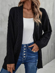 Warm Fall Mixed Knit Open Front Longline Cardigan - Flyclothing LLC