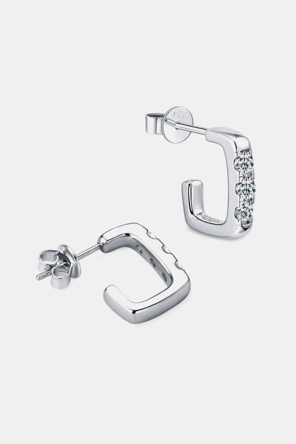Moissanite 925 Sterling Silver Geometrical Huggie Earrings - Trendsi - Flyclothing LLC
