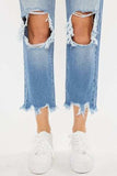 Kancan High Waist Chewed Up Straight Mom Jeans - Trendsi - Flyclothing LLC
