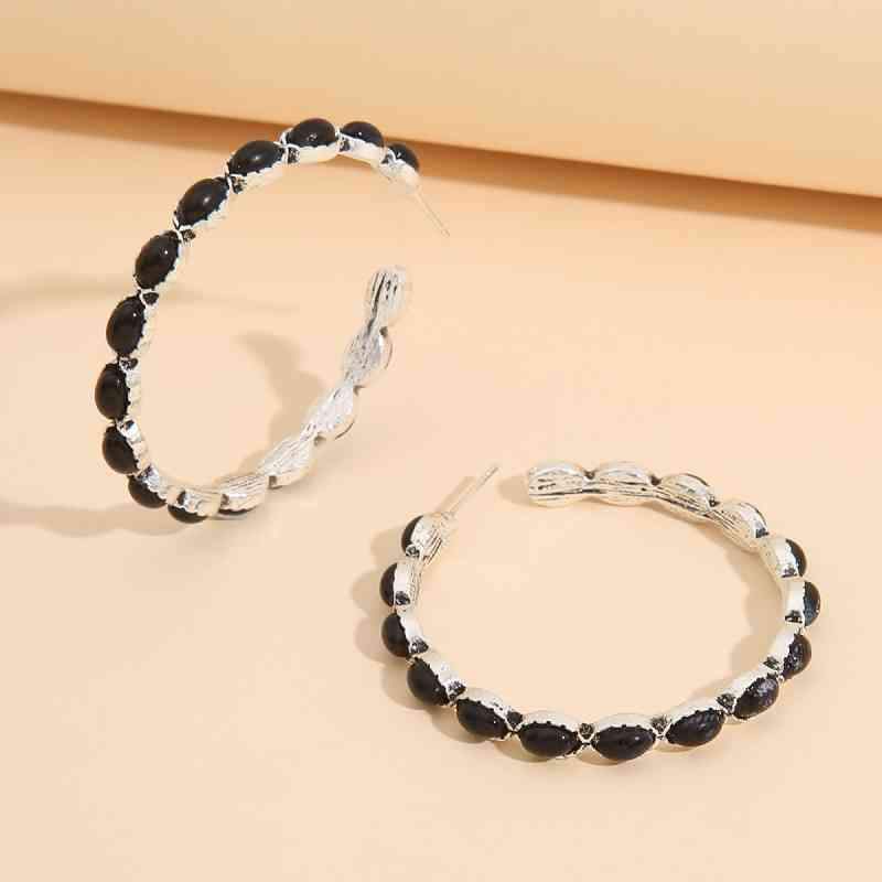 Artificial Turquoise C-Hoop Earrings - Trendsi - Flyclothing LLC