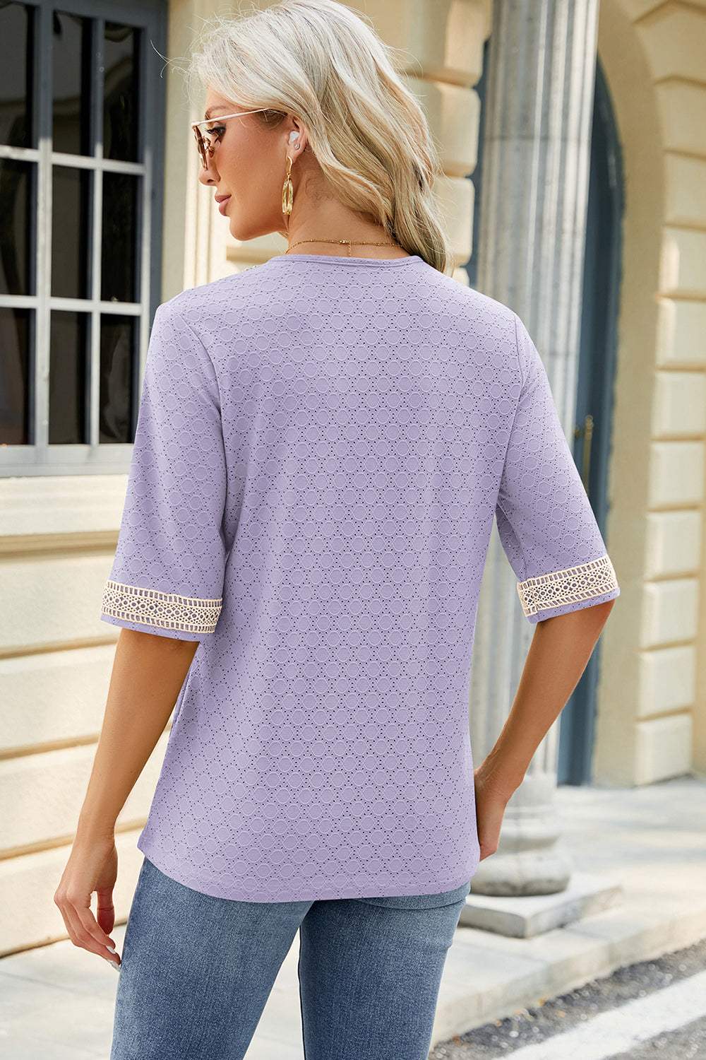 V-Neck Half Sleeve T-Shirt - Trendsi - Flyclothing LLC