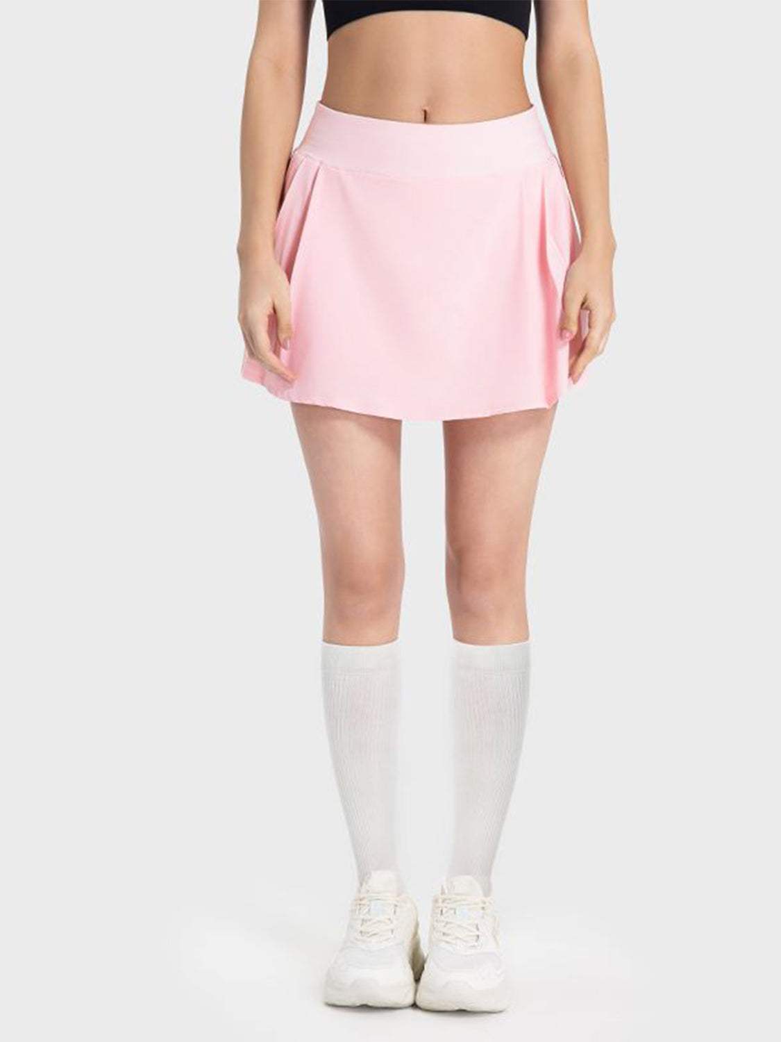 Pleated Detail Mid-Rise Waist Active Skirt - Trendsi - Flyclothing LLC