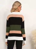 Striped Round Neck Dropped Shoulder Sweater - Trendsi - Flyclothing LLC