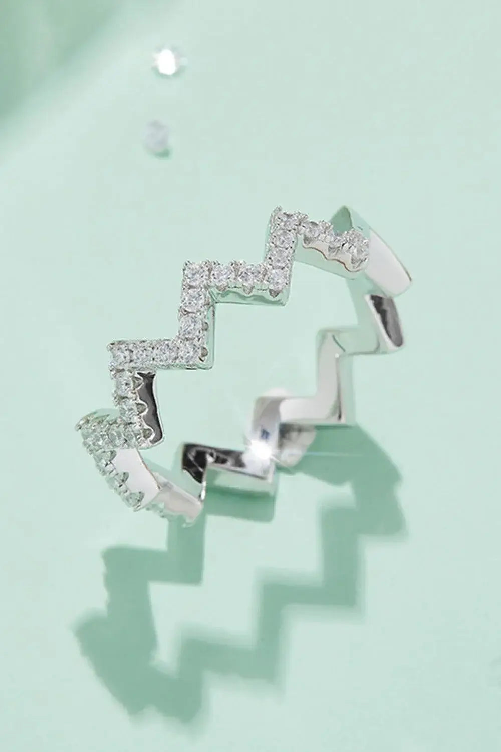 Moissanite Wavy Band Ring - Trendsi - Flyclothing LLC