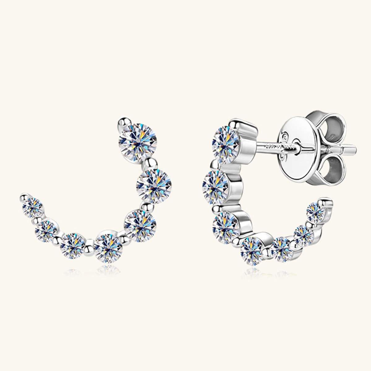 925 Sterling Silver Inlaid Moissanite Stud Earrings - Trendsi - Flyclothing LLC