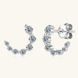 925 Sterling Silver Inlaid Moissanite Stud Earrings - Trendsi - Flyclothing LLC