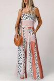 Leopard Color Block Smocked Jumpsuit - Trendsi - Flyclothing LLC