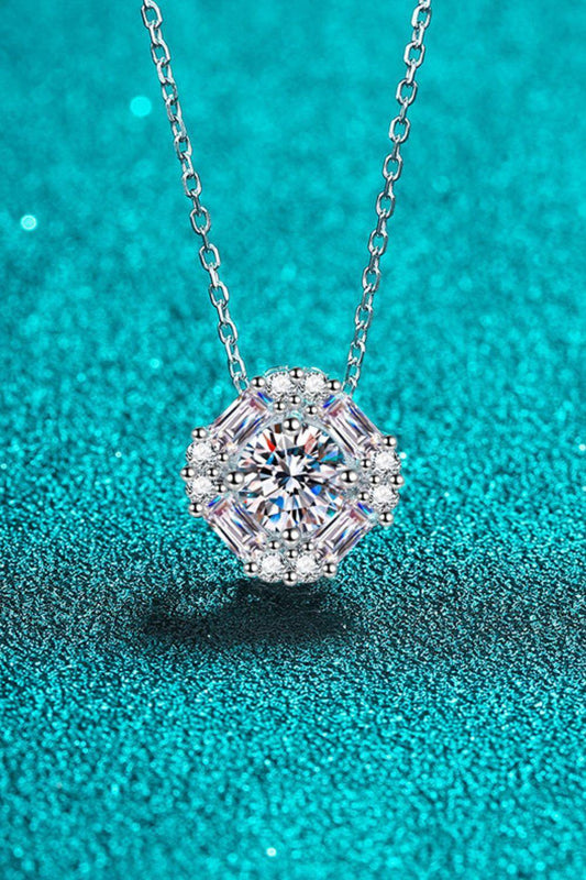Geometric Moissanite Pendant Chain Necklace - Trendsi