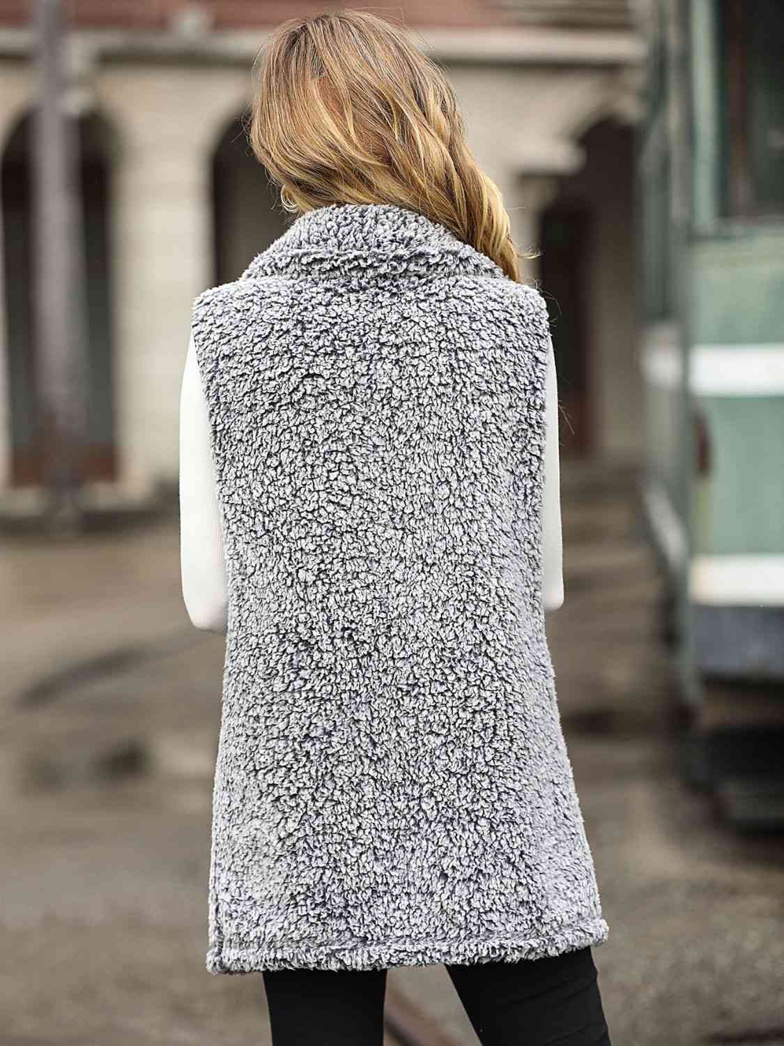 Full Size Button Down Collared Neck Vest - Trendsi - Flyclothing LLC