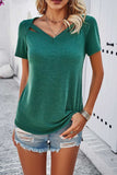 V-Neck Short Sleeve T-Shirt - Trendsi - Flyclothing LLC