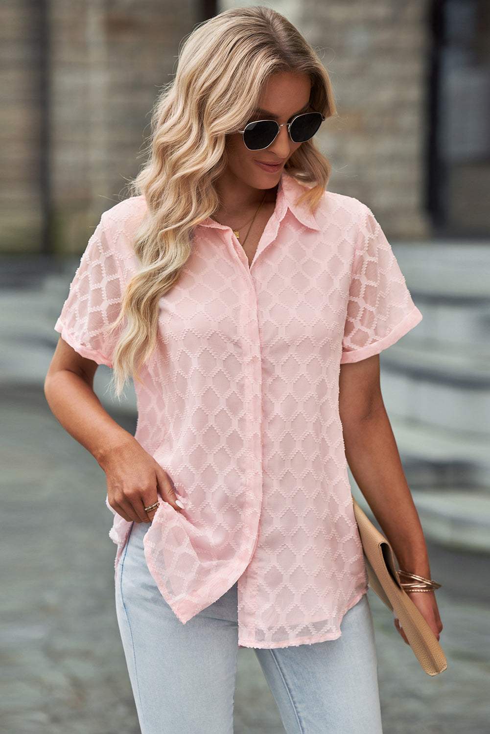 Button Up Short Sleeve Shirt - Trendsi - Flyclothing LLC