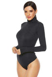 Ribbed Turtleneck Long Sleeve Bodysuit - Trendsi - Flyclothing LLC