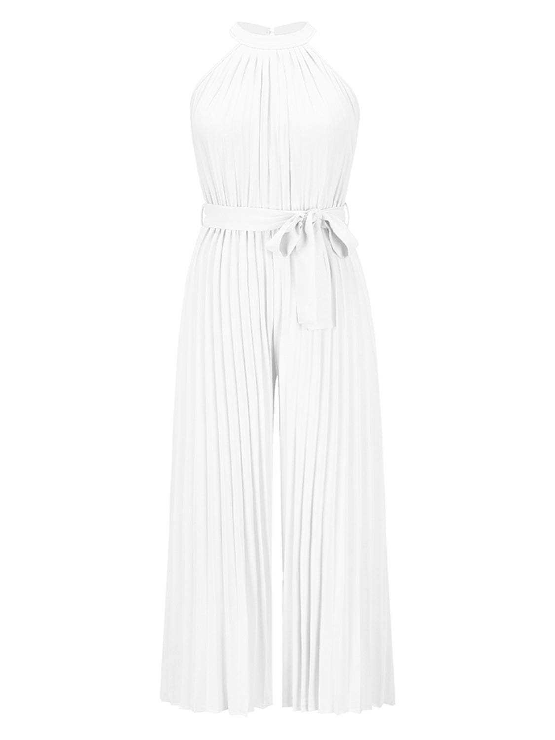 Cutout Tied Pleated Sleeveless Jumpsuit - Trendsi - Flyclothing LLC