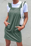 Ruffed Overall Dress with Pockets - Trendsi