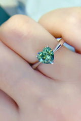 1 Carat Moissanite Heart 925 Sterling Silver Ring - Trendsi - Flyclothing LLC