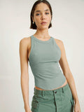 Halter Neck Ribbed Cropped Top - Trendsi - Flyclothing LLC