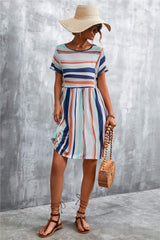 Striped Round Neck Dress - Trendsi - Flyclothing LLC