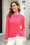 Striped Round Neck Dropped Shoulder Sweater - Trendsi - Flyclothing LLC