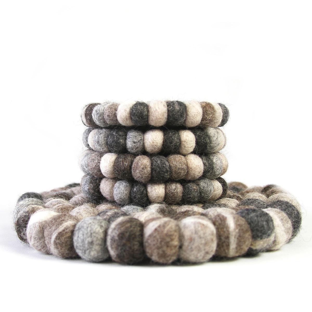 Hand Crafted Felt from Nepal: Trivet, Tie Dye Grey - Global Groove (T) - Flyclothing LLC