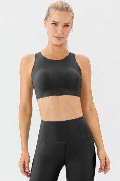 Round Neck Wide Strap Active Bra - Trendsi - Flyclothing LLC