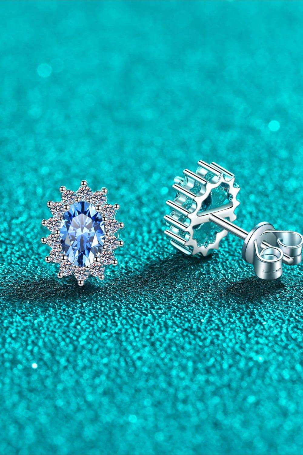 1 Carat Moissanite 925 Sterling Silver Stud Earrings - Trendsi - Flyclothing LLC