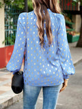 Mock Neck Cutout Lantern Sleeve Blouse - Trendsi - Flyclothing LLC
