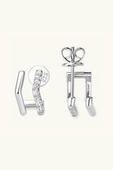 Moissanite 925 Sterling Silver Double-Layered Earrings - Trendsi - Flyclothing LLC