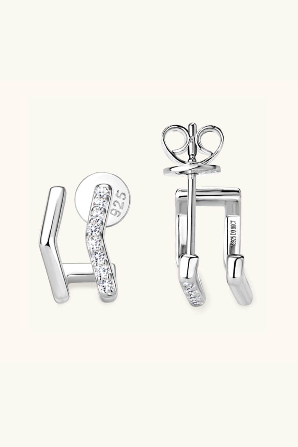 Moissanite 925 Sterling Silver Double-Layered Earrings - Trendsi - Flyclothing LLC
