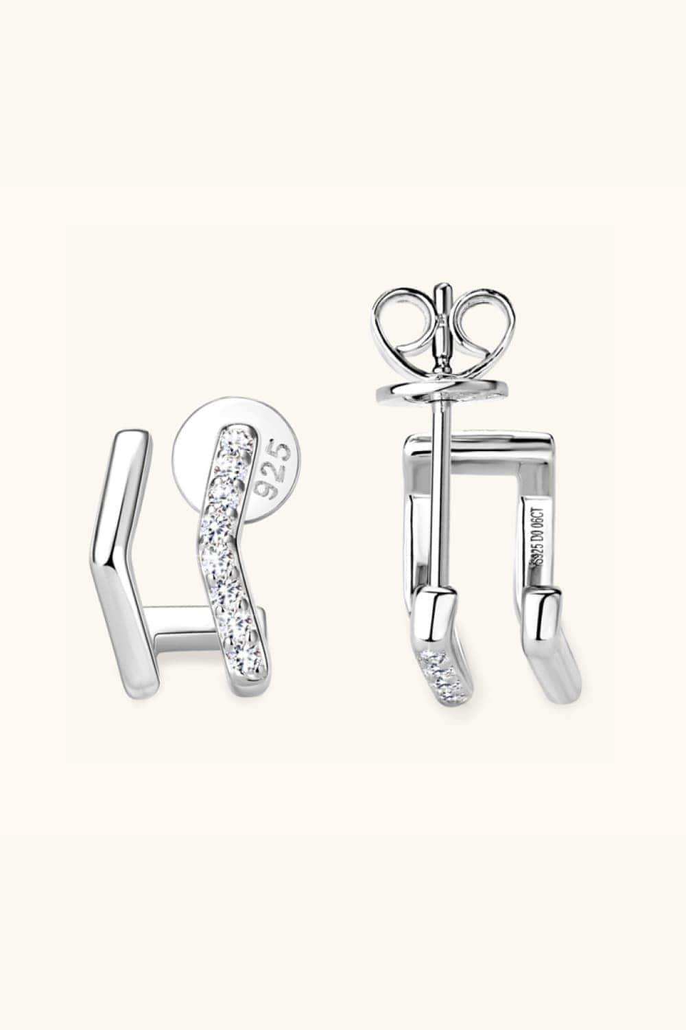 Moissanite 925 Sterling Silver Double-Layered Earrings - Trendsi - Flyclothing LLC
